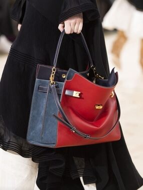 TORY BURCH Lee Radziwill Double Bag Satchel In Red Apple/gold
